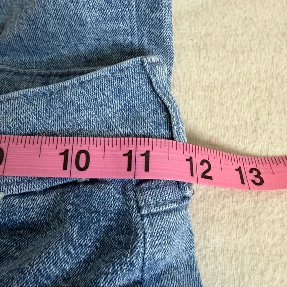 Abercrombie Kids Girls High Rise Straight Jeans Denim Patch Size 9/10 - Picture 8 of 10